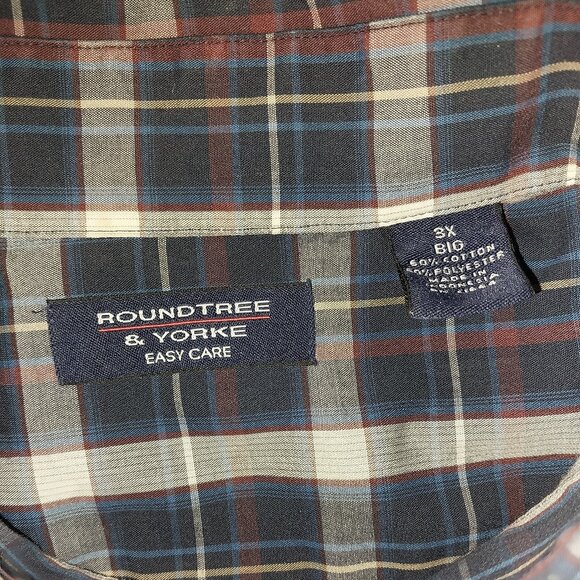 Roundtree & Yorke Easy-Care Plaid Short Sleeve Button-Up Shirt – Men’s 3XL (Pre- - Picture 4 of 4